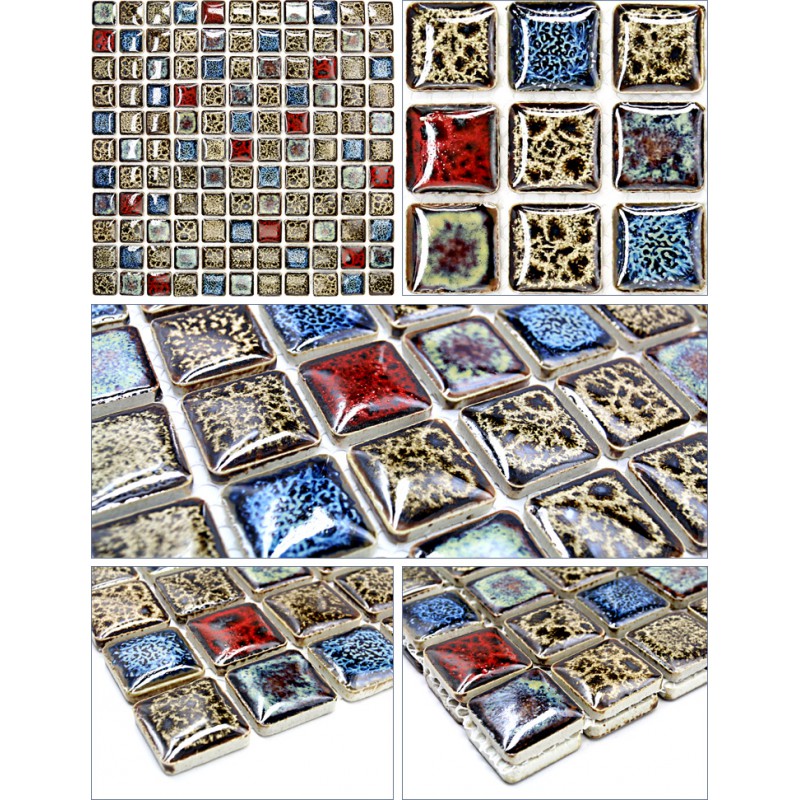 Porcelain Mosaic Tile Sheets Kitchen Backsplash Tiles Glazed Ceramic