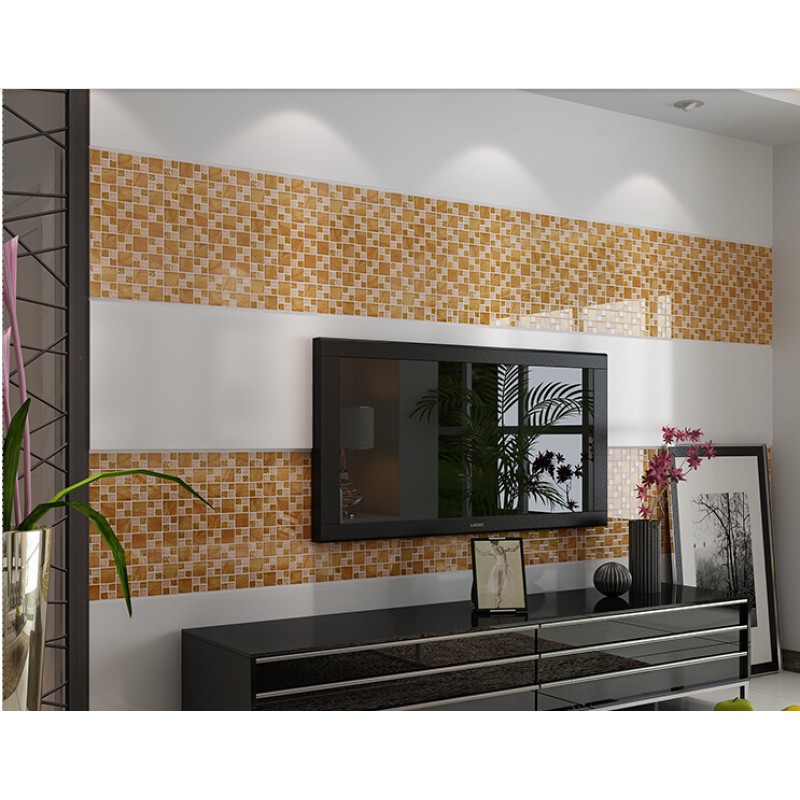Gold Tile Backsplash Ideas Bathroom Crystal Glass Mosaic Covering Kitchen Living Room Tv Wall