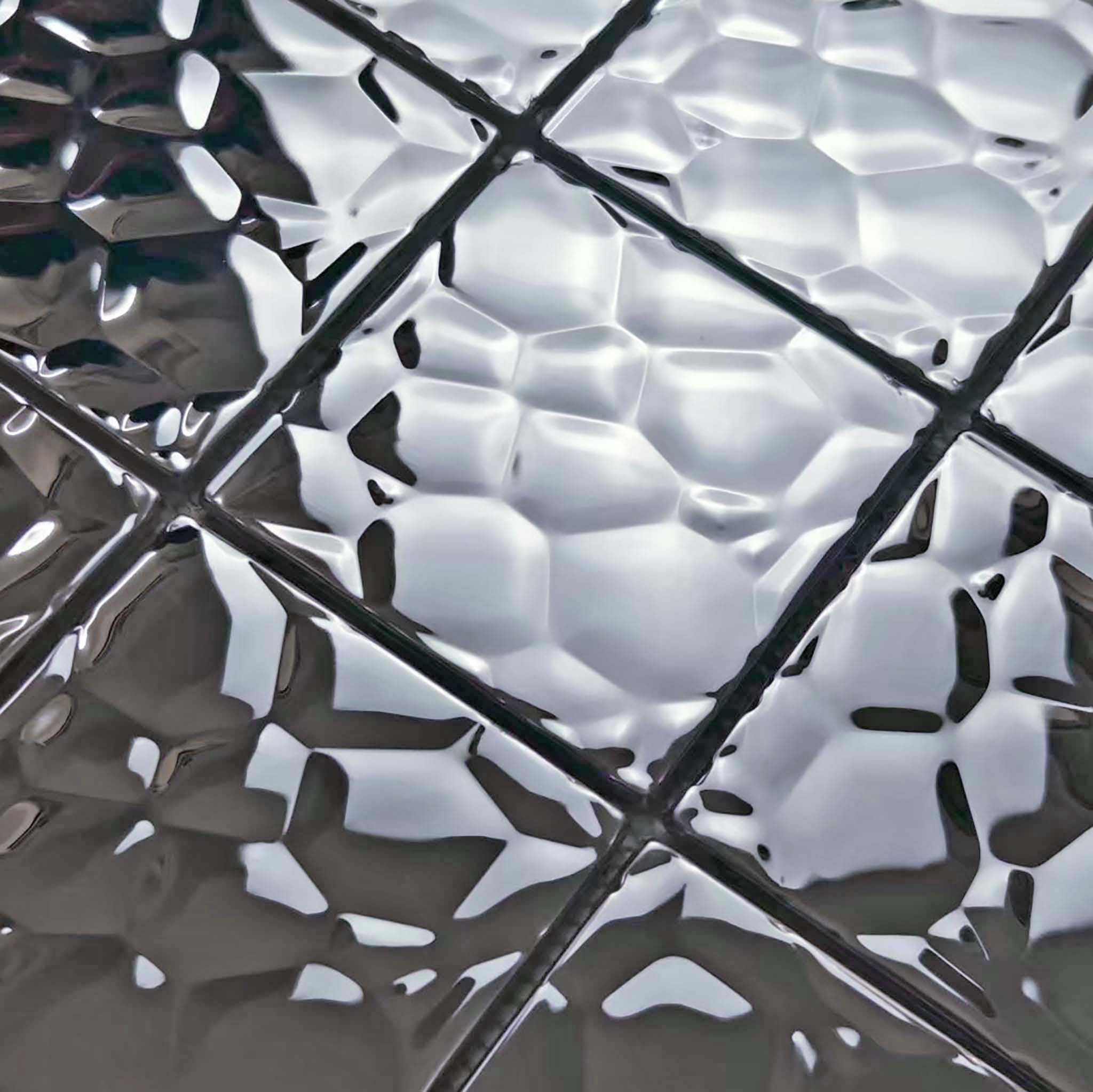 3D Hammered Stainless Steel Wall Tile Modern Geometric Polished Metal Accent Tile