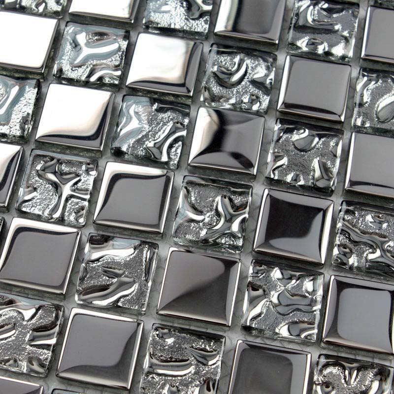 Luxury Gold / Silver Glass Mosaic Tile Textured Metallic Bathroom Wall Kitchen Backsplash