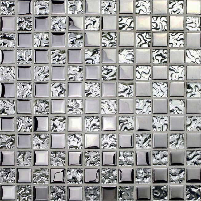 Luxury Gold / Silver Glass Mosaic Tile Textured Metallic Bathroom Wall Kitchen Backsplash