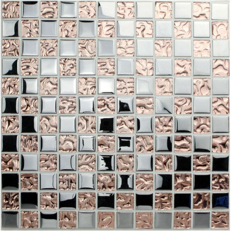 Luxury Gold / Silver Glass Mosaic Tile Textured Metallic Bathroom Wall Kitchen Backsplash