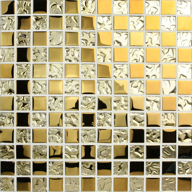 Luxury Gold / Silver Glass Mosaic Tile Textured Metallic Bathroom Wall Kitchen Backsplash