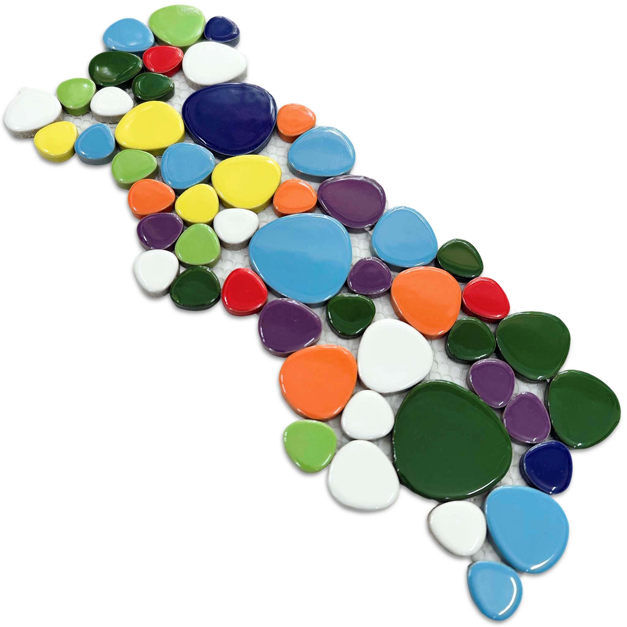 Multicolor Ceramic Pebble Mosaic Tile Polished River Stone-Look for Wall & Backsplash