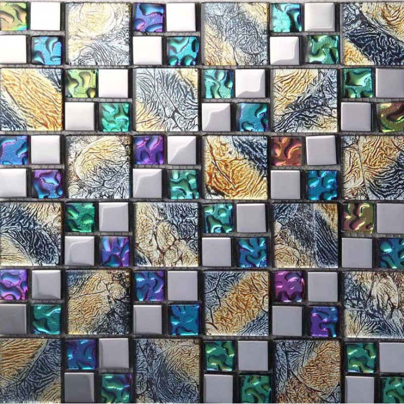 Iridescent glass mosaic tile brick plating crystal glass wall tile  backsplash