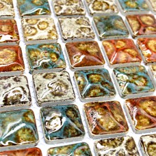 Multi-color porcelain tile kitchen floor small chips glazed ceramic mosaic