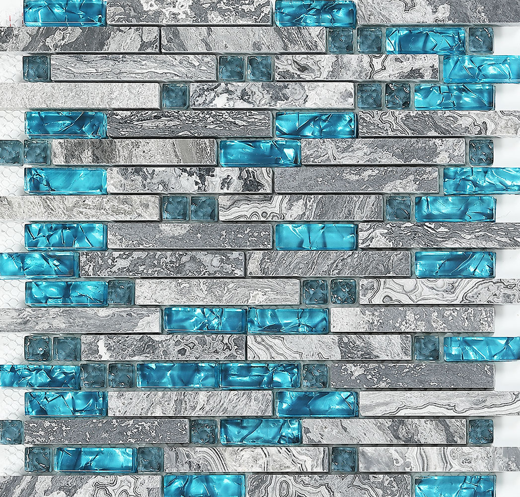 Blue Glass Tile Backsplash : Blue-Gray Glass Tile Backsplash Adds Color ...