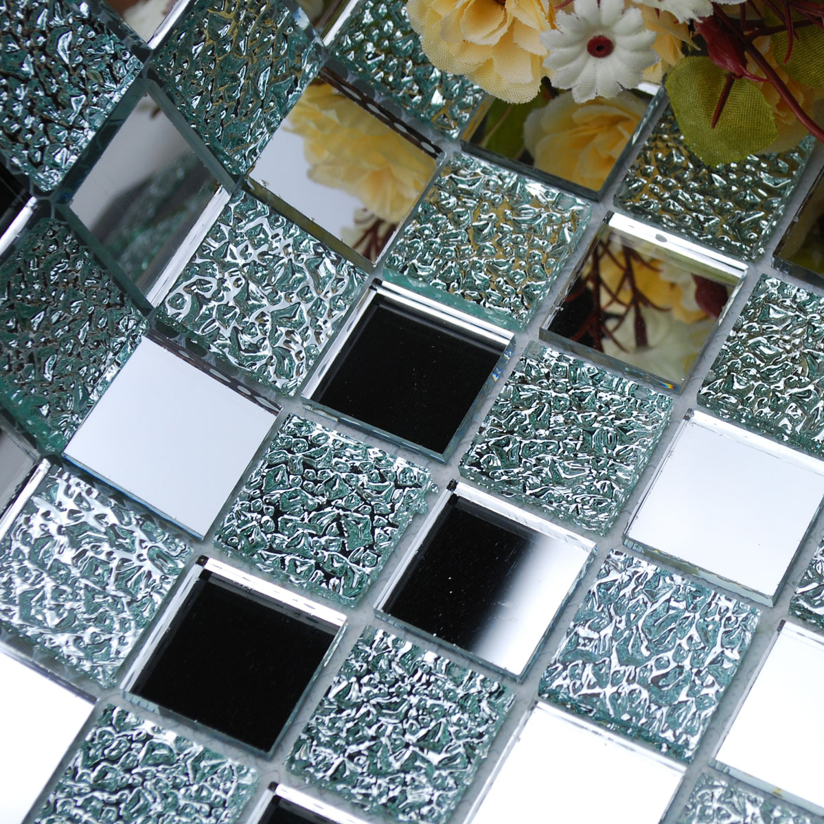 Crystal Glass Backsplash Kitchen Tile Mosaic Design Art Mirrored Wall  Stickers Bathroom Shower Floor Mirror Tiles